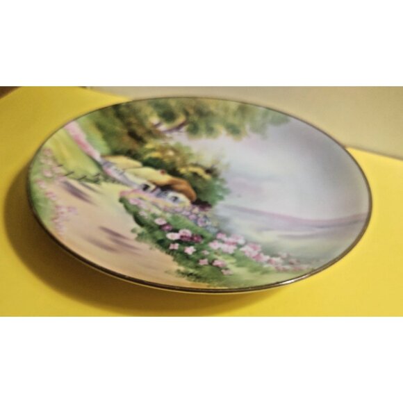 Vintage Hand Painted Nippon Japan Decorator Plate 10 /4" Rural Cottage Scene - Picture 6 of 10